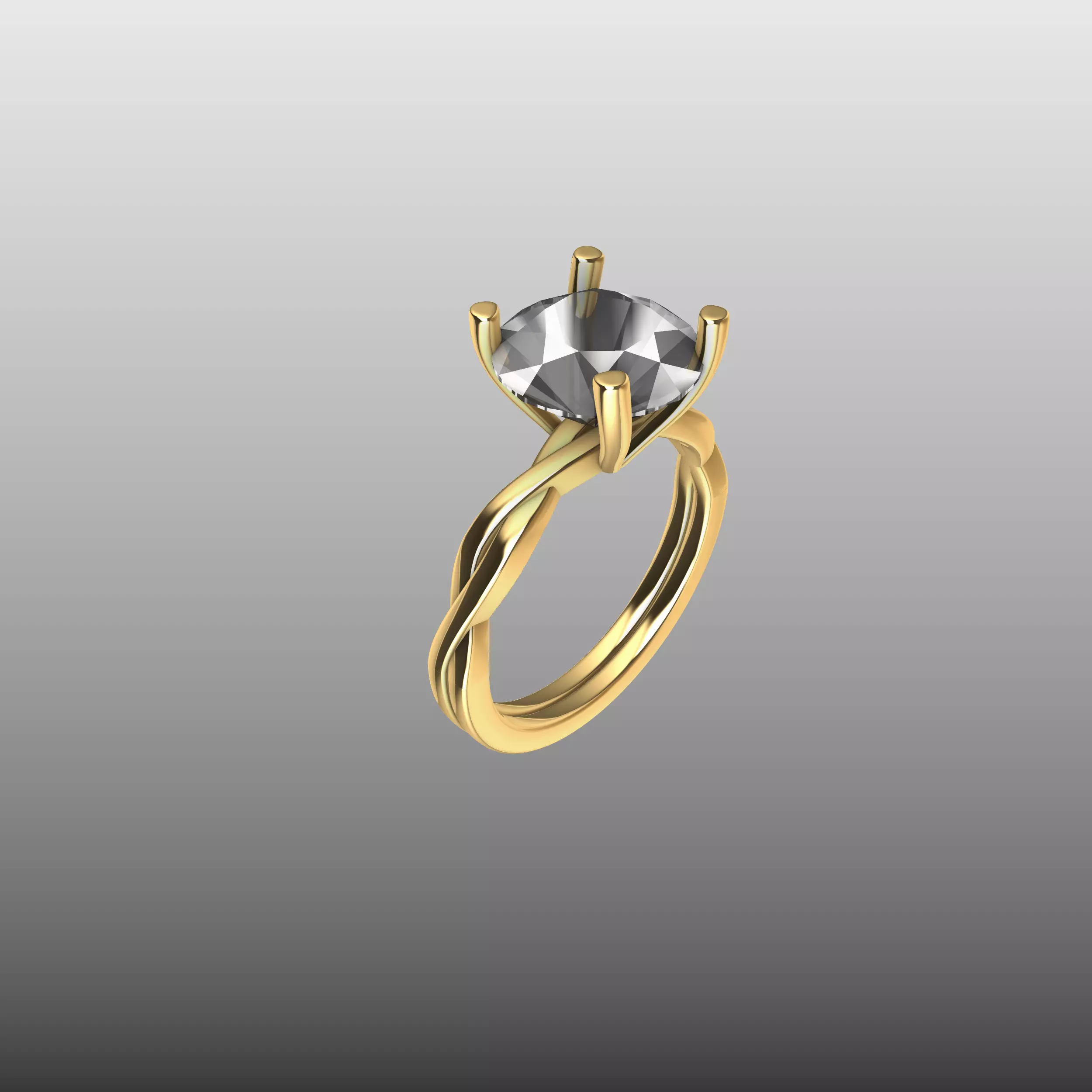 Designer Twist Shank Engagement Ring 3D print model_1