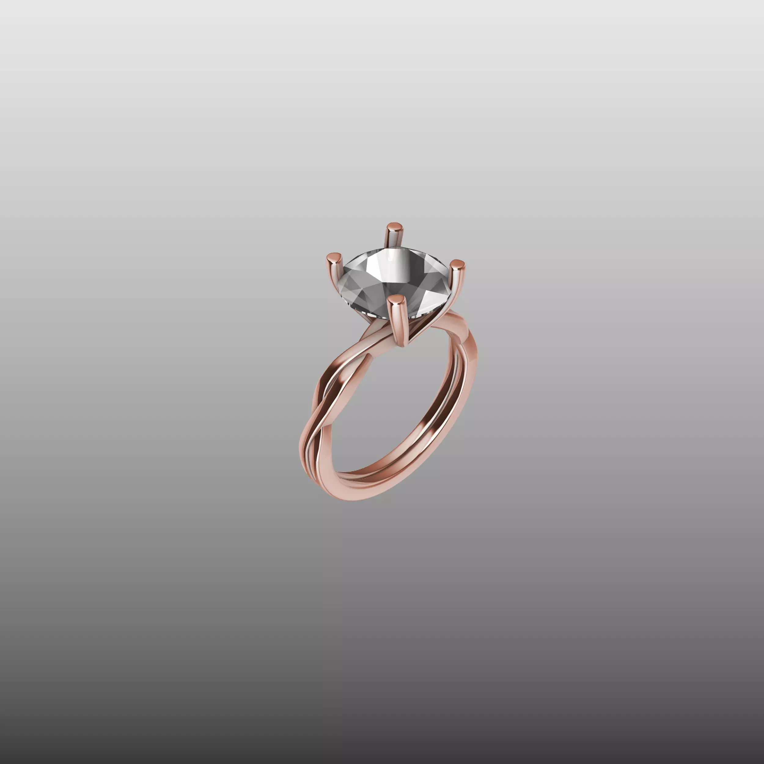 Designer Twist Shank Engagement Ring 3D print model_4