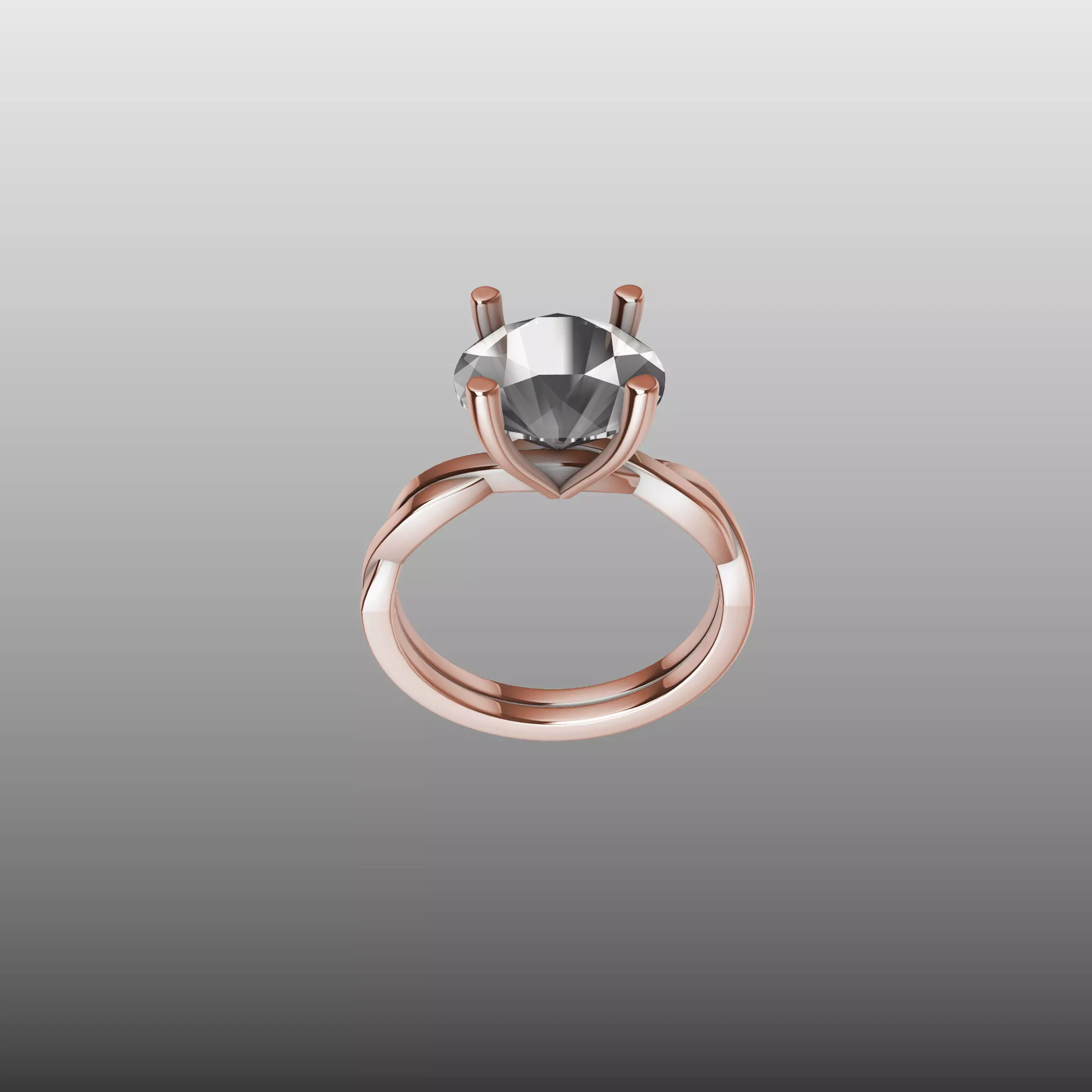 Designer Twist Shank Engagement Ring 3D print model_5