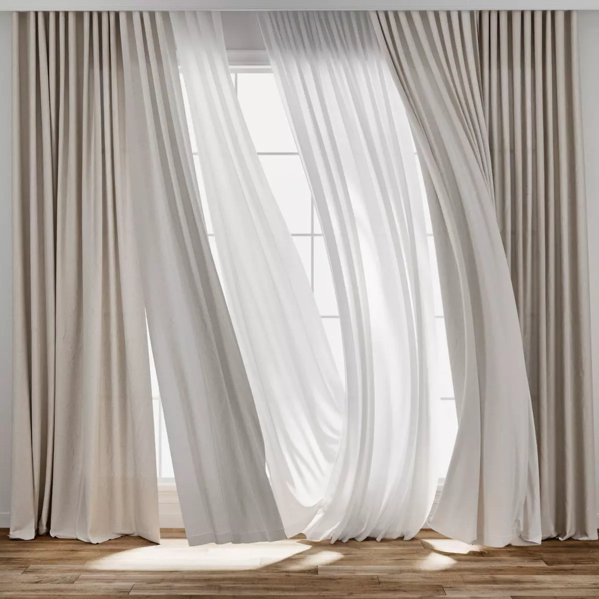 Curtain 003 Wind blowing effect 3D model_0