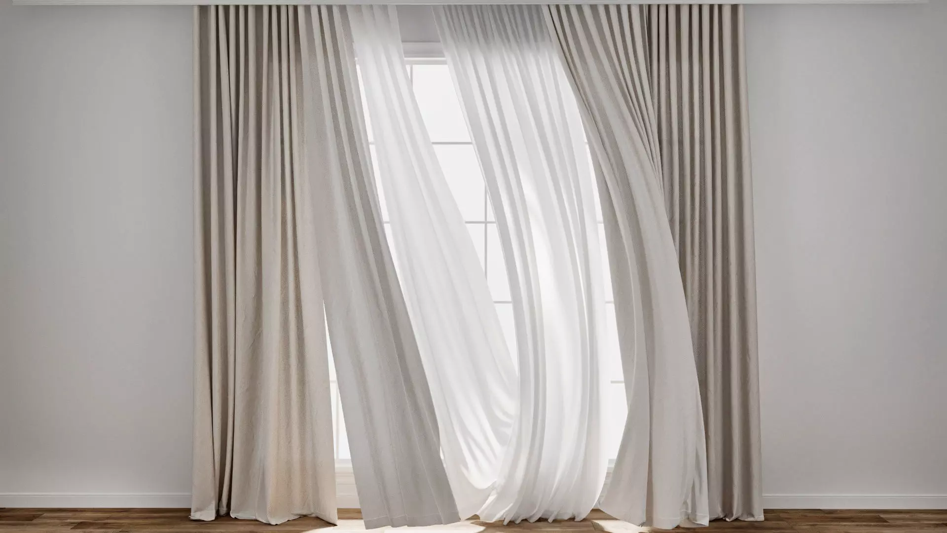 Curtain 003 Wind blowing effect 3D model_4