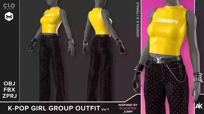 Kpop BLACKPINK  Inspired Outfit  3D Model  