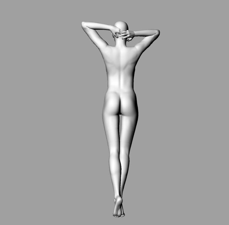 Nude standing Girl Model 3D stl model 3D model_1