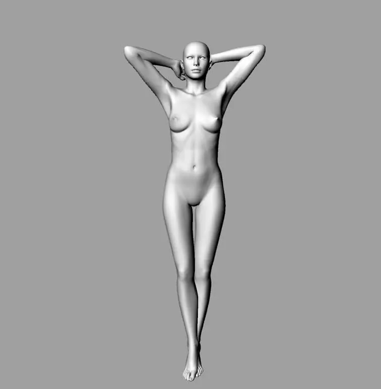Nude standing Girl Model 3D stl model 3D model_0