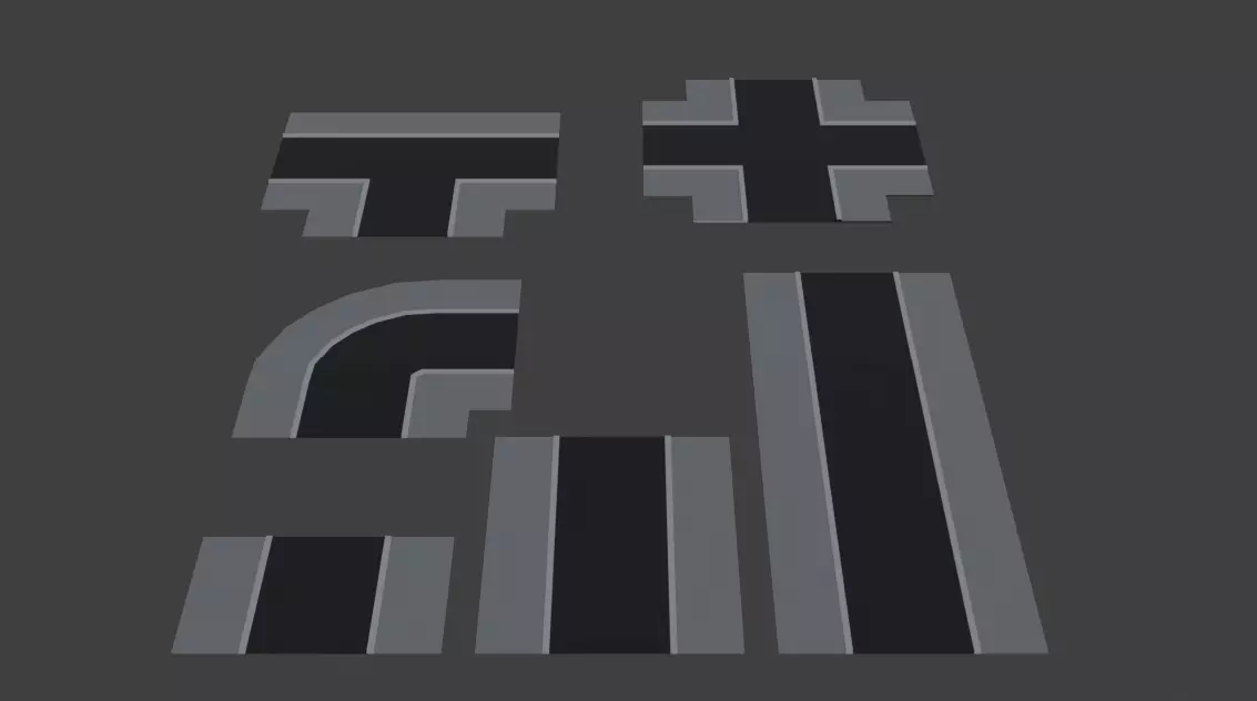 Low-poly roads Free low-poly 3D model_1