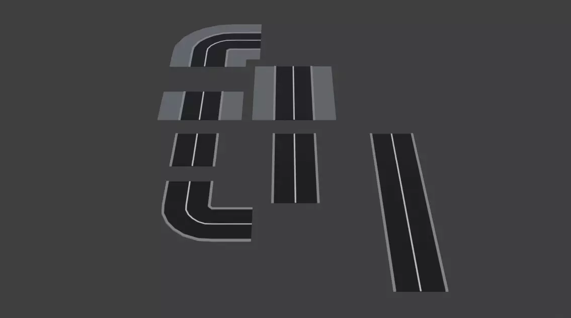 Low-poly roads Free low-poly 3D model_2