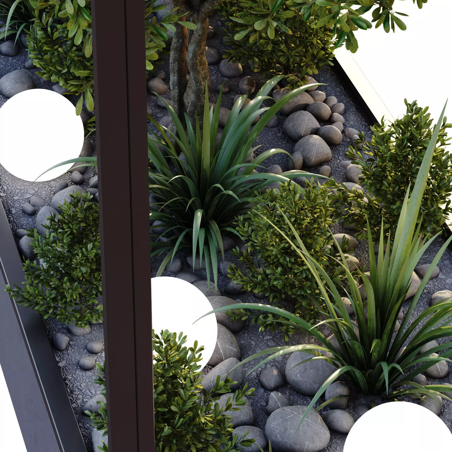 courtyard and minimal tree in box patio set 683 3D model_1