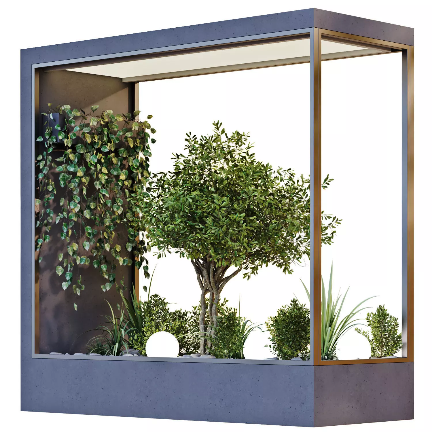 courtyard and minimal tree in box patio set 683 3D model_0