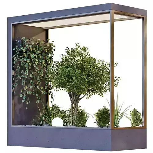 courtyard and minimal tree in box patio set 683 3D model