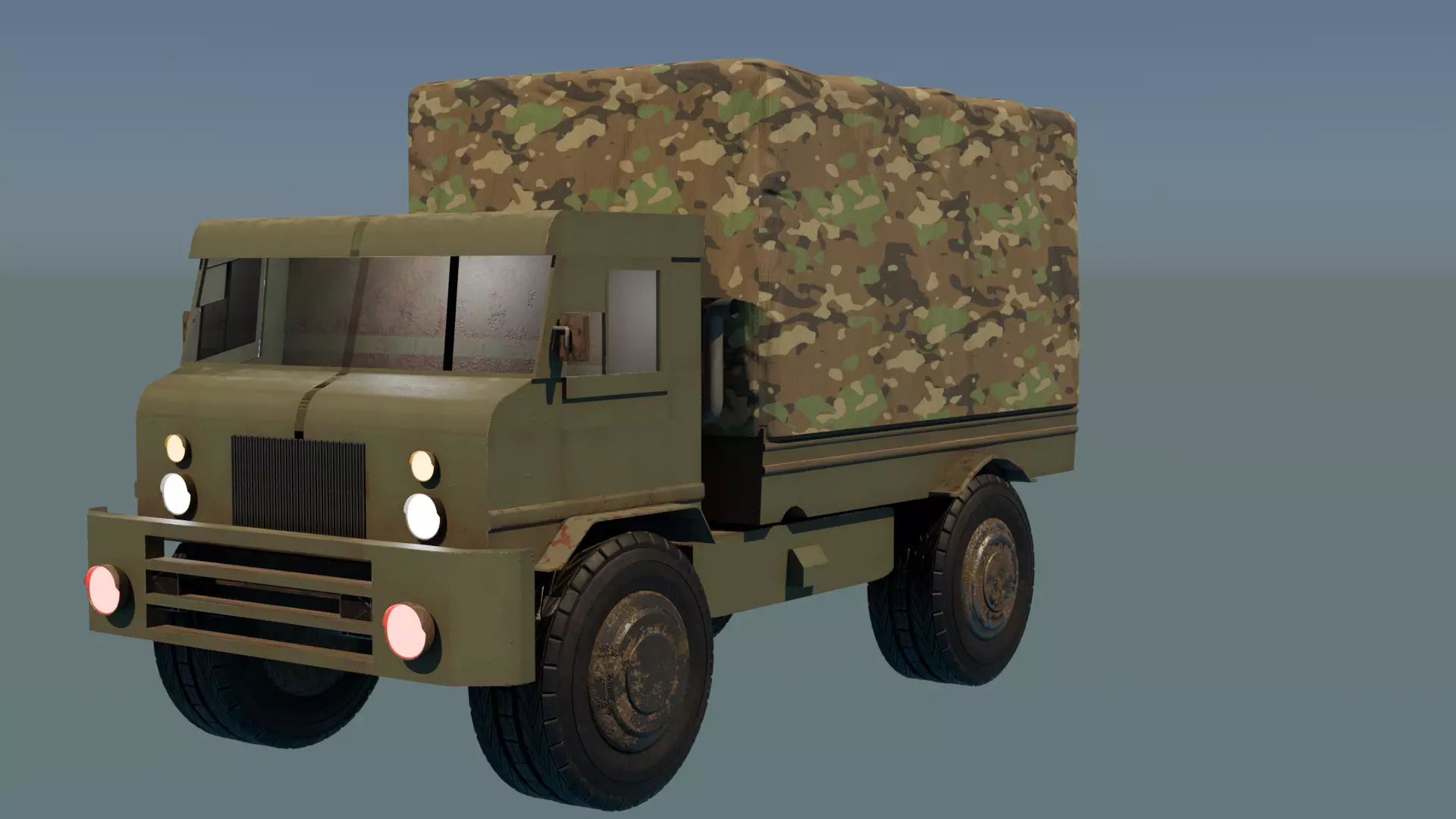 MILITARY TRUCK GMC 353 US TRUCK LOW POLY MODEL Low-poly 3D model_9