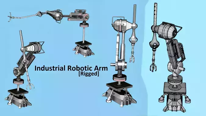 Robotic Arm with Claw Rigged 3D Model 3D print model