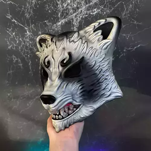 White Japanese Kitsune Mask Crimson Fox toy 3D print model