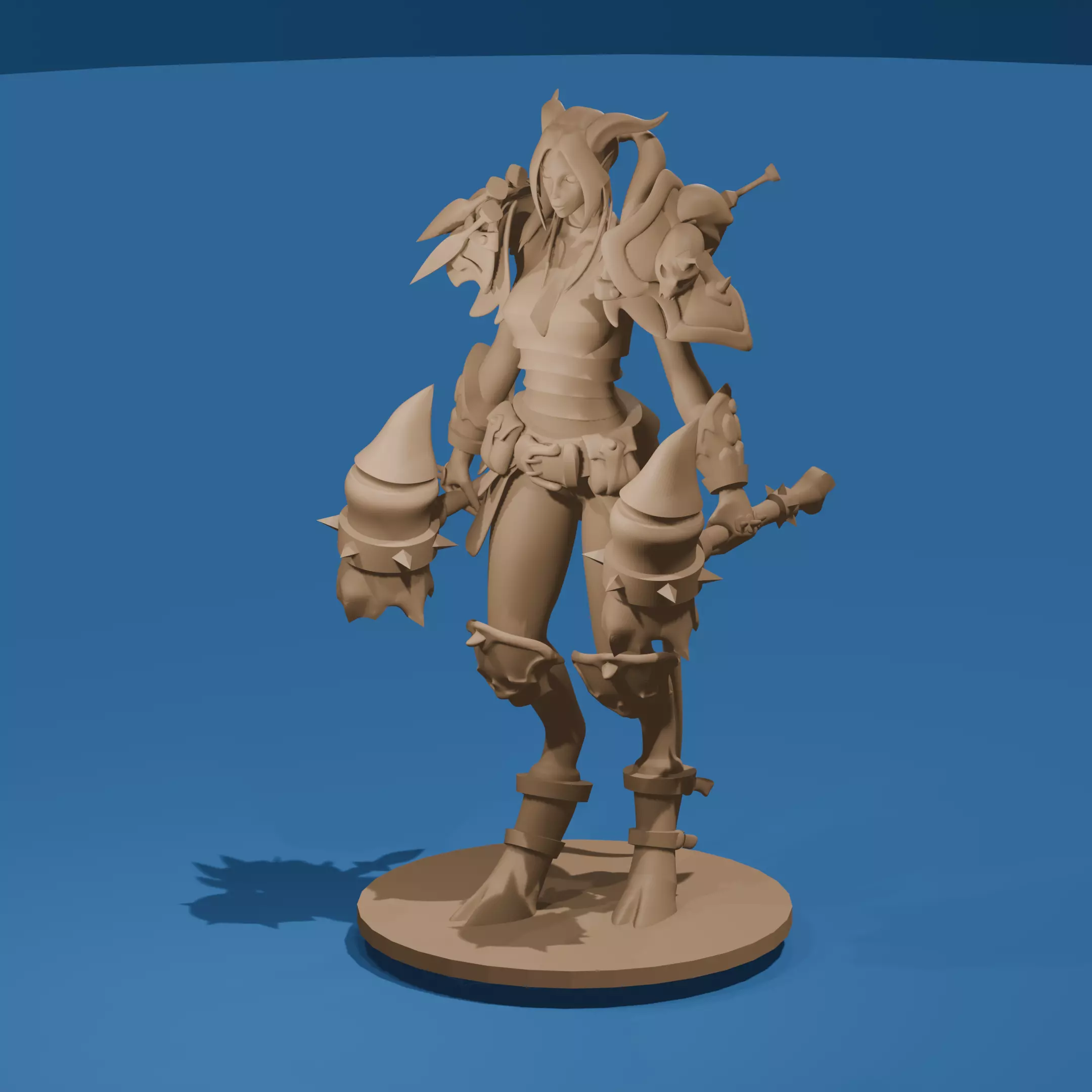 Tiefling Shaman with 2 Maces STL 3D print model