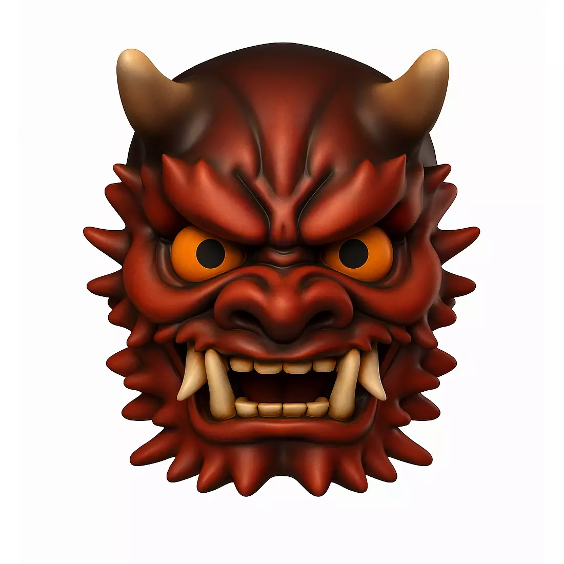 Red Japanese Oni Mask Demon 2 toy 3D print model