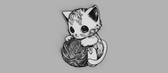 Baby Kitten Ball of Wool Cat Logo Wall Picture