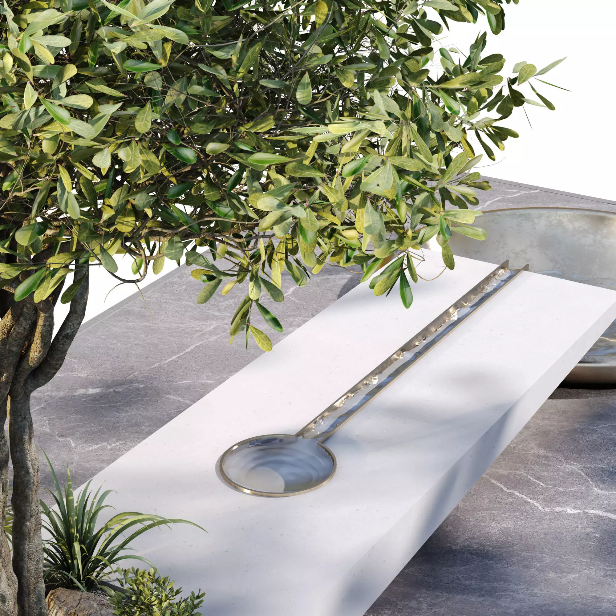 Landscape Fountain and tree in box  676 3D model_3