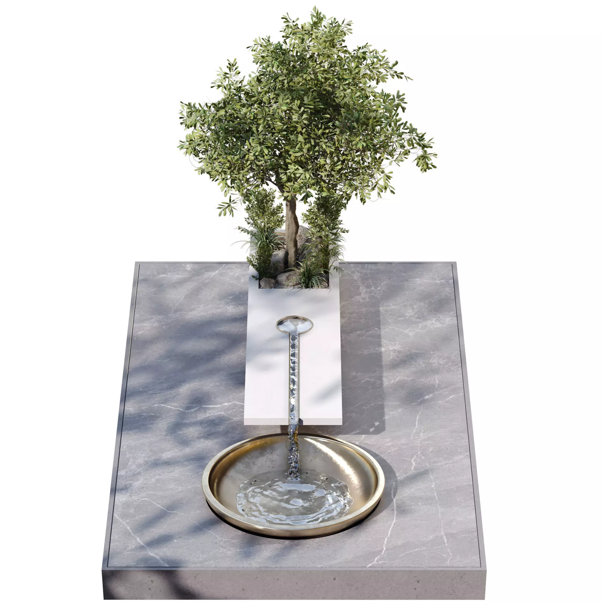 Landscape Fountain and tree in box  676 3D model_0