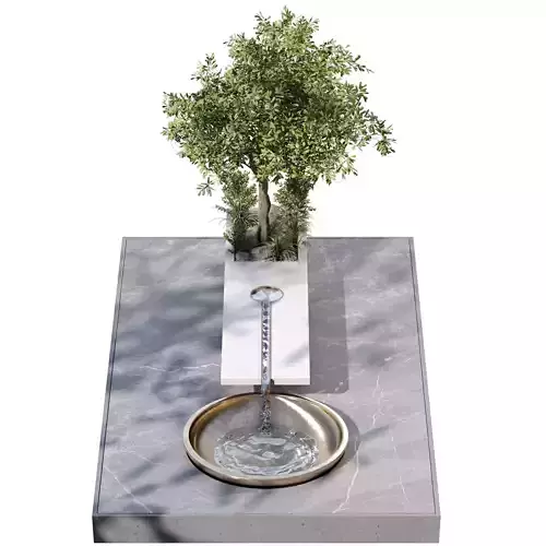 Landscape Fountain and tree in box  676 3D model