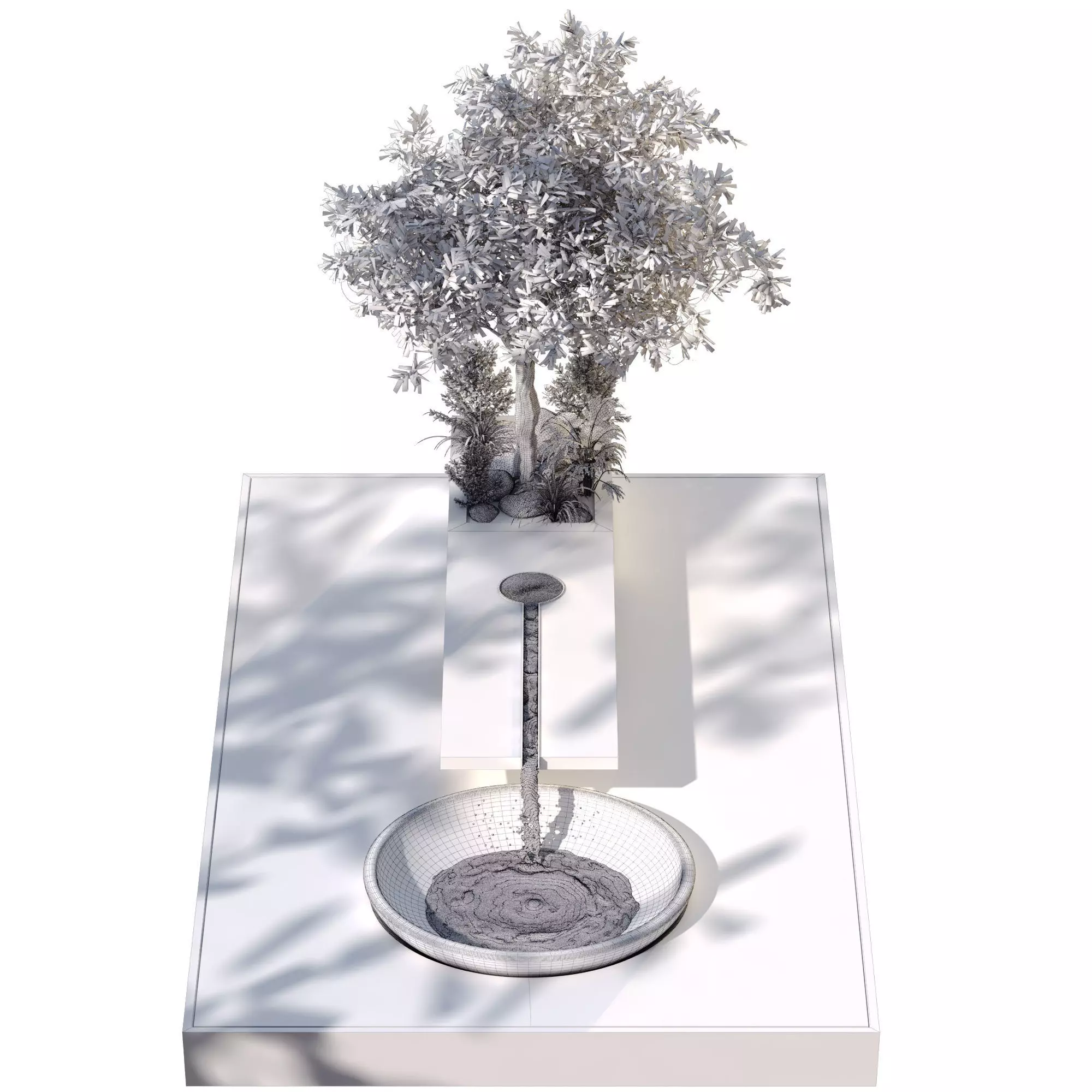 Landscape Fountain and tree in box  676 3D model_4