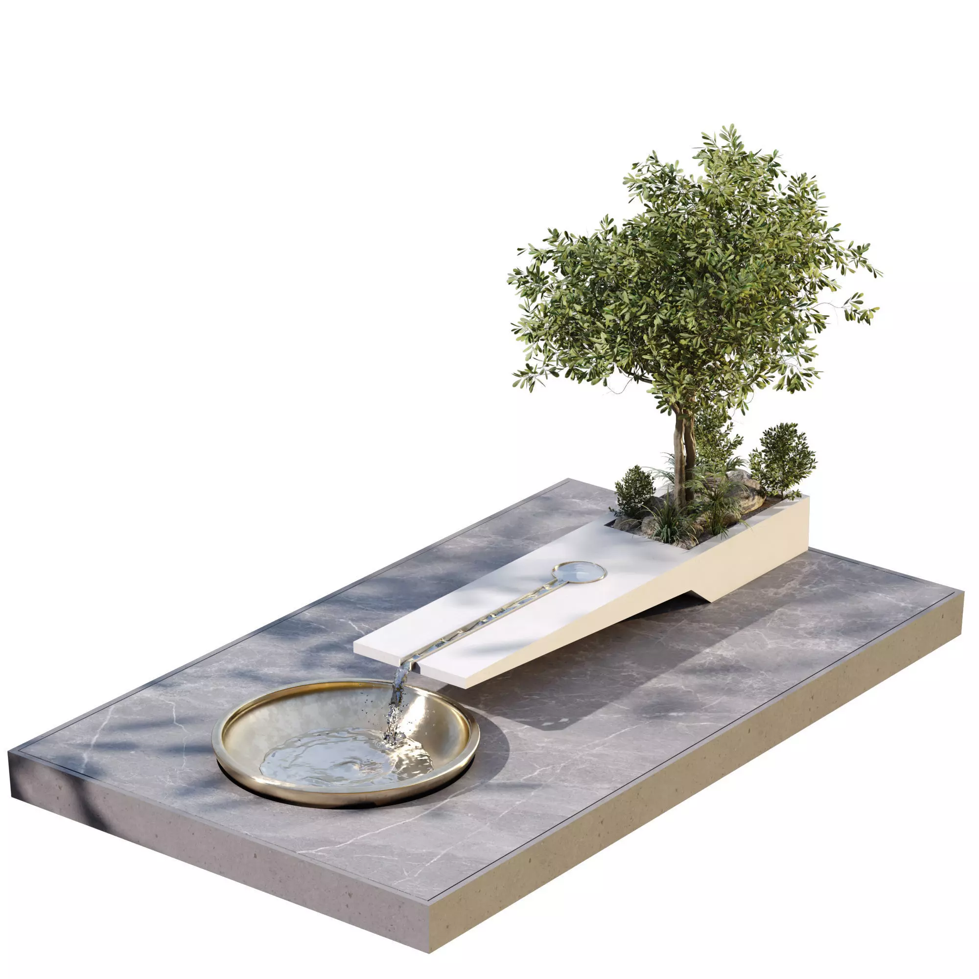 Landscape Fountain and tree in box  676 3D model_1