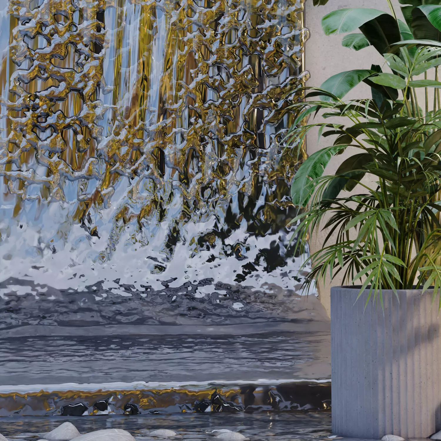 Landscape Fountain waterfall 678 3D model_1