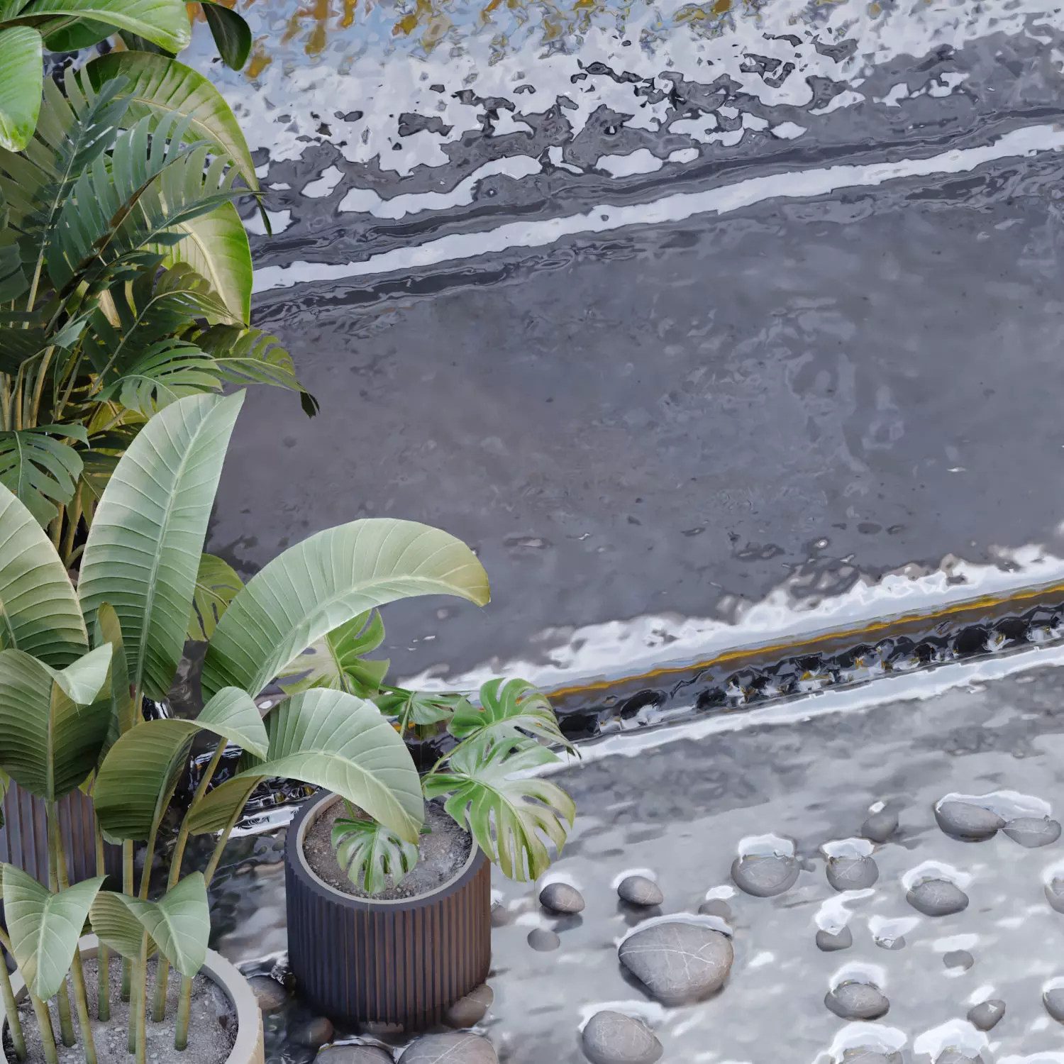 Landscape Fountain waterfall 678 3D model_2