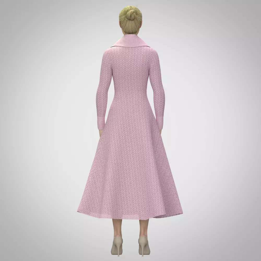 womens knitted dress 3d clothing rigged model  Low-poly 3D model_2