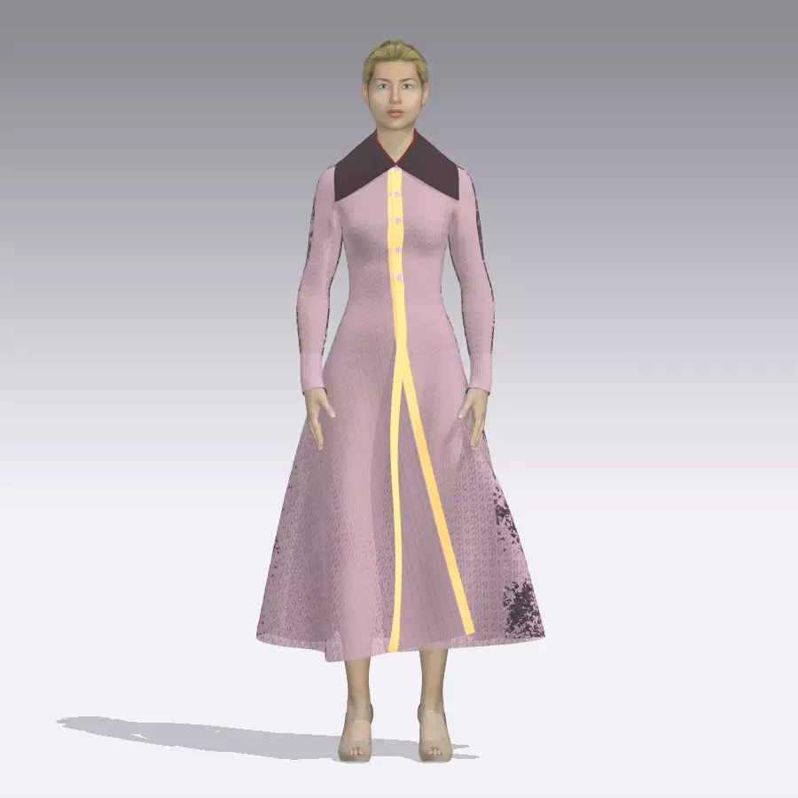 womens knitted dress 3d clothing rigged model  Low-poly 3D model_5