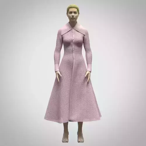 womens knitted dress 3d clothing rigged model  Low-poly 3D model