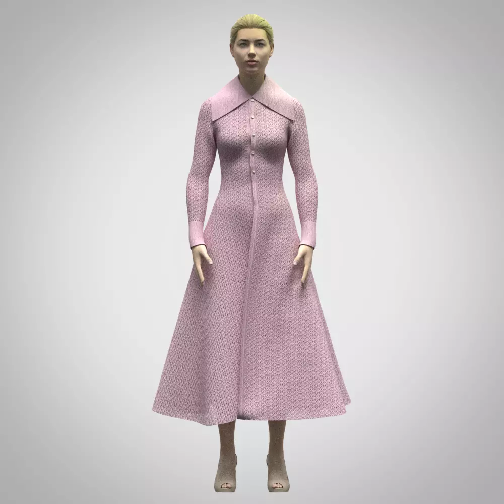 womens knitted dress 3d clothing rigged model  Low-poly 3D model_0