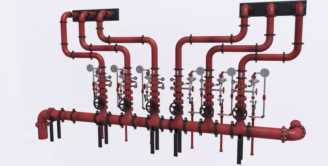 Industrial Multiple Vertical Pipes System 3D model