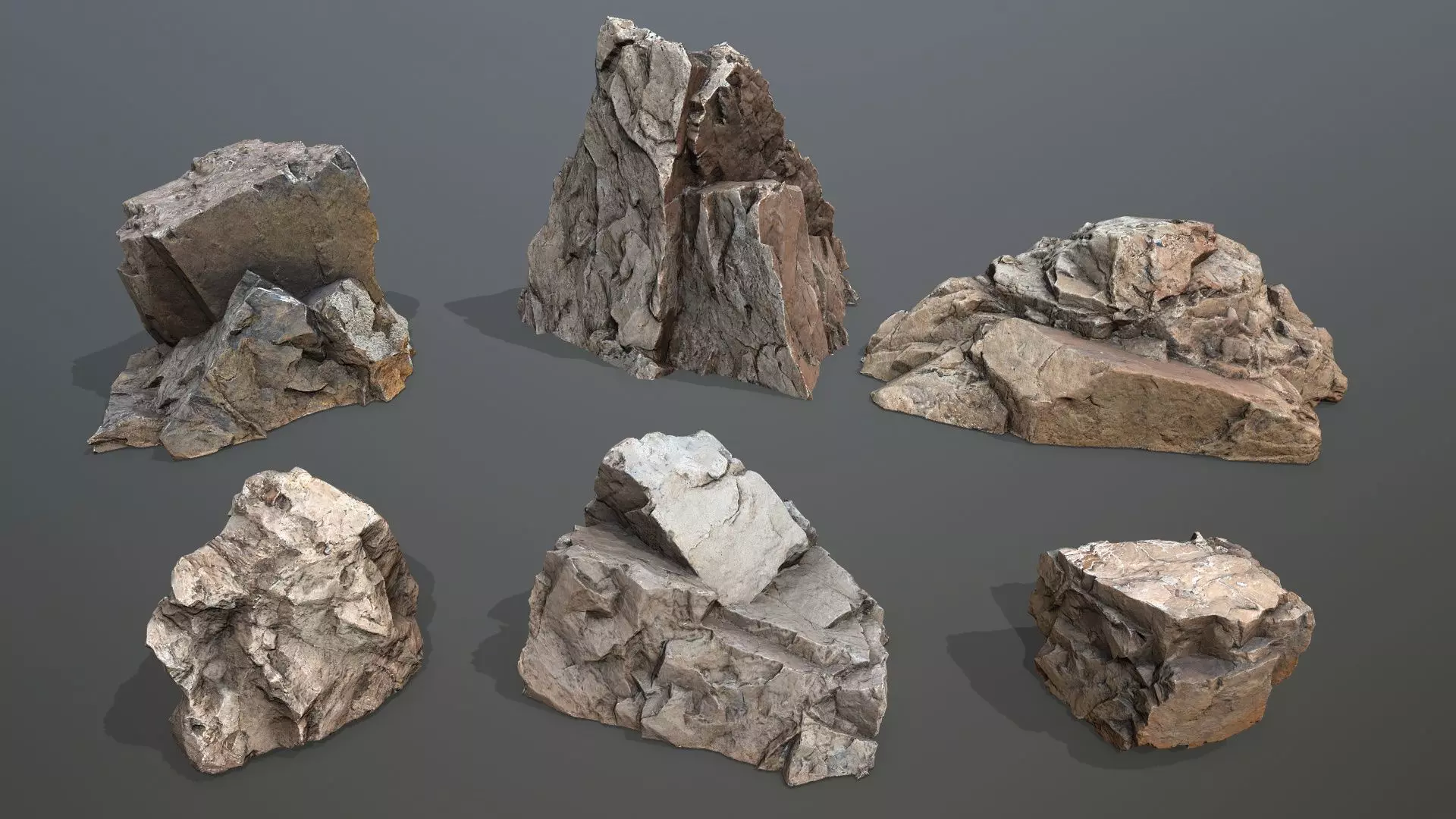desert rocks  Low-poly 3D model_1