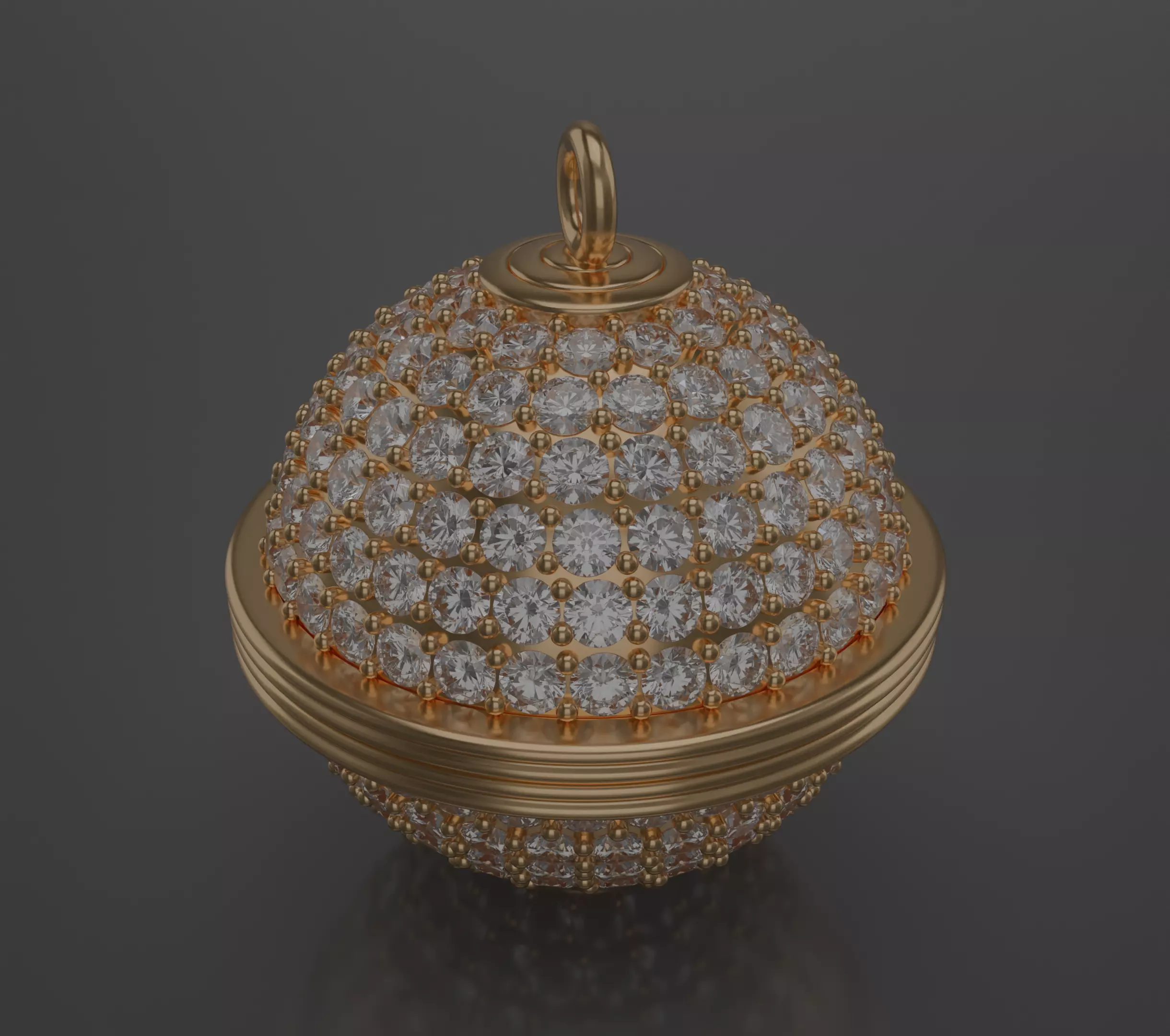 Spherical diamond pendant 3D model jewelry 3D model_1