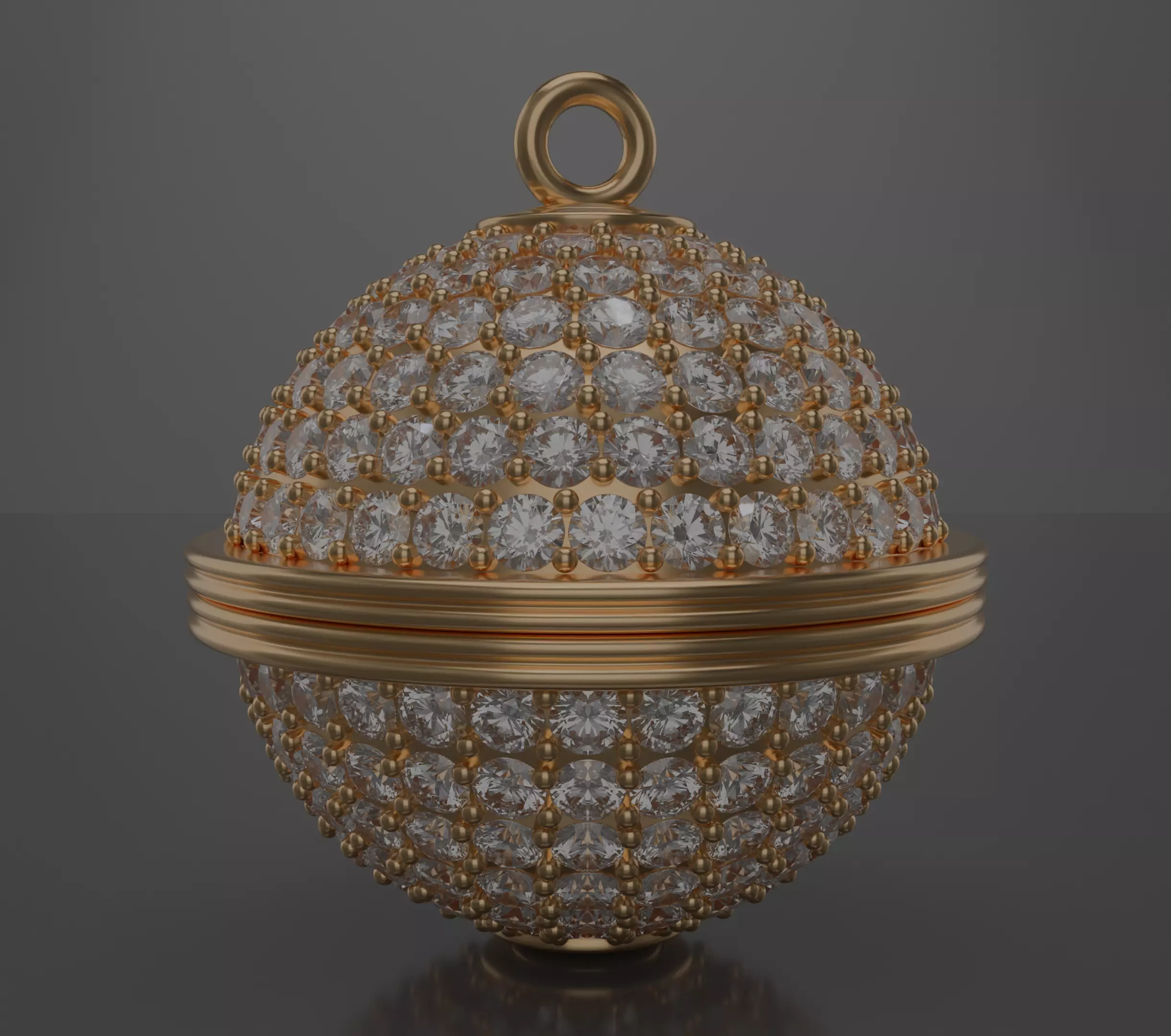 Spherical diamond pendant 3D model jewelry 3D model_4