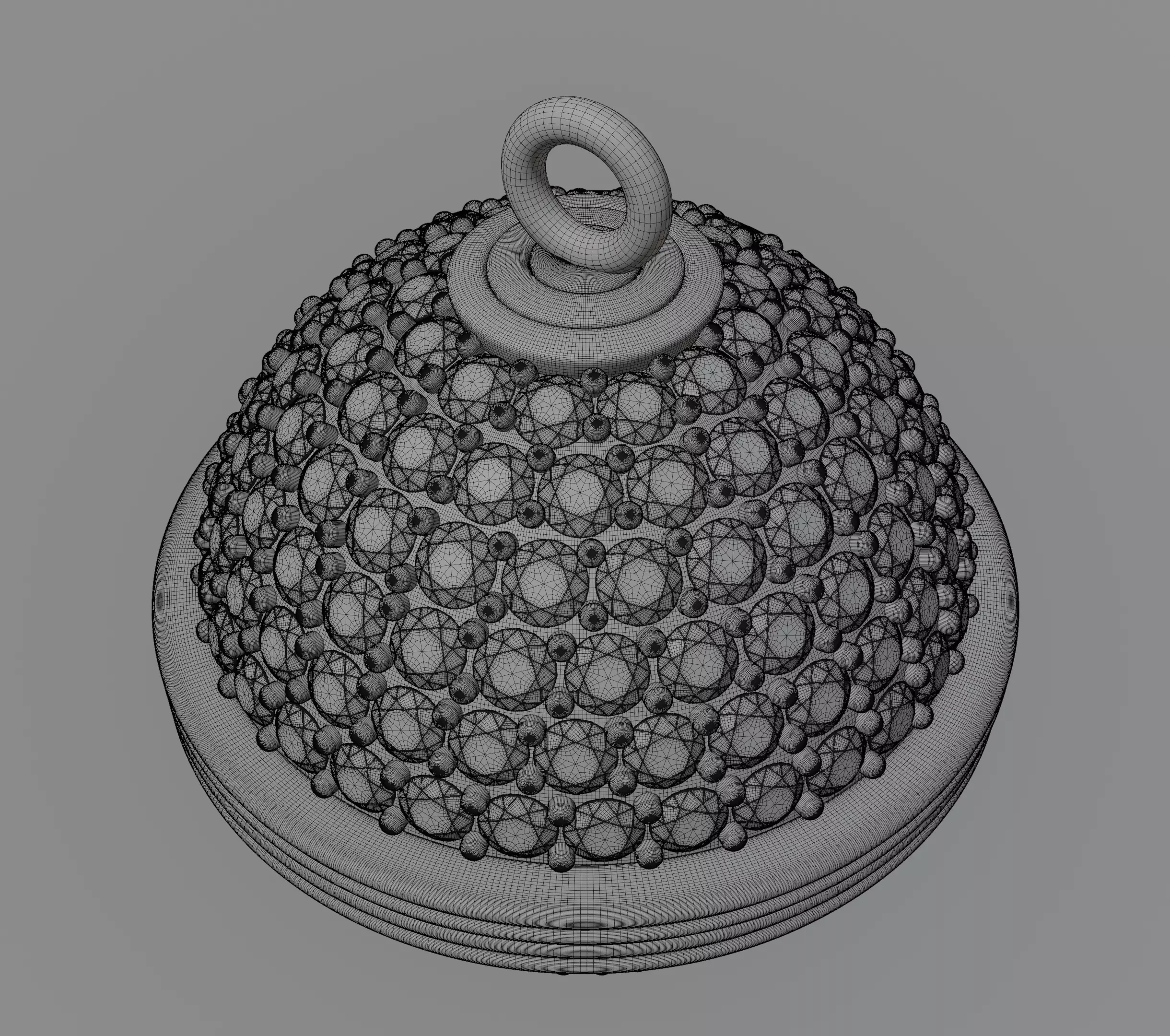 Spherical diamond pendant 3D model jewelry 3D model_21