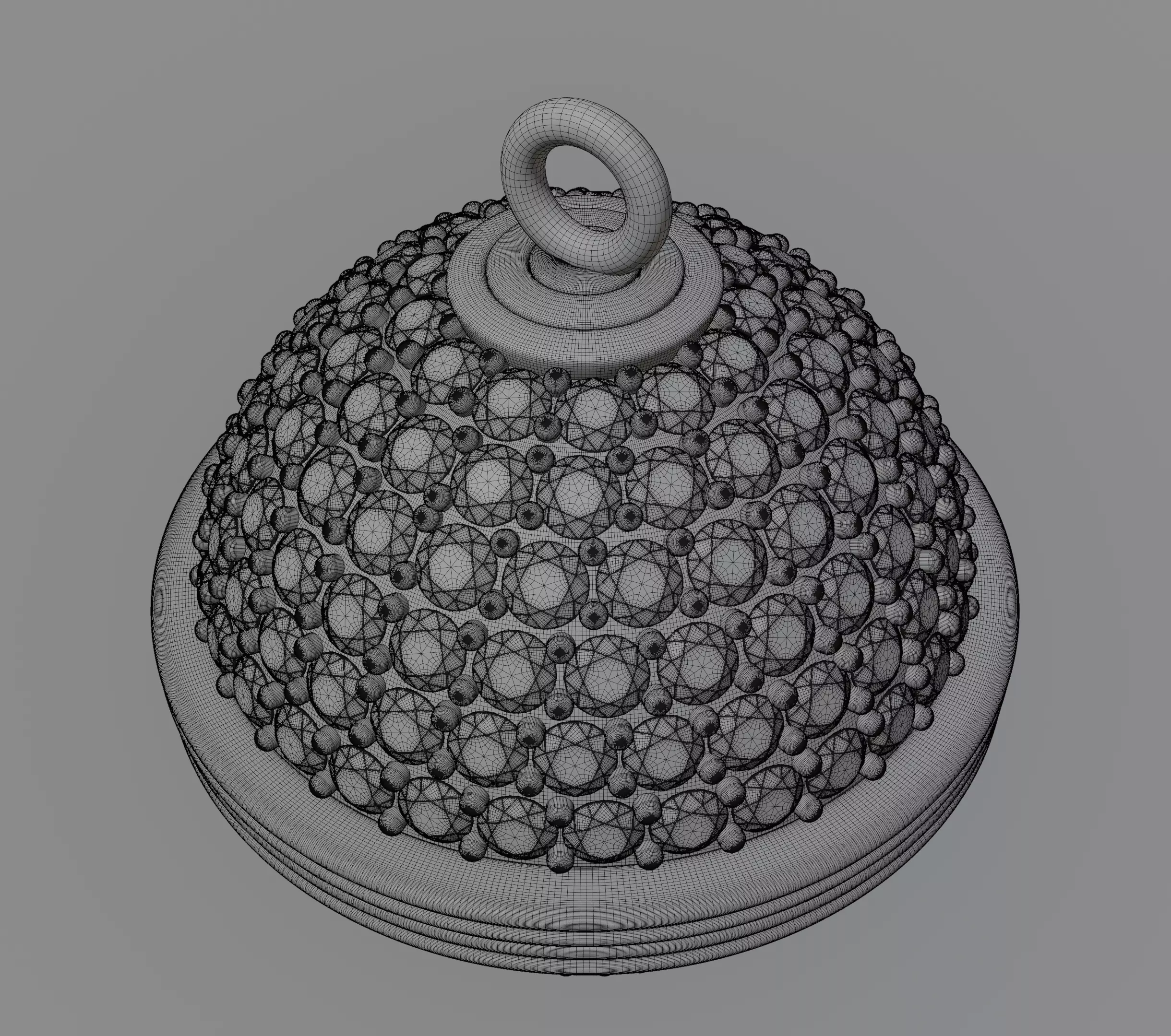 Spherical diamond pendant 3D model jewelry 3D model_23