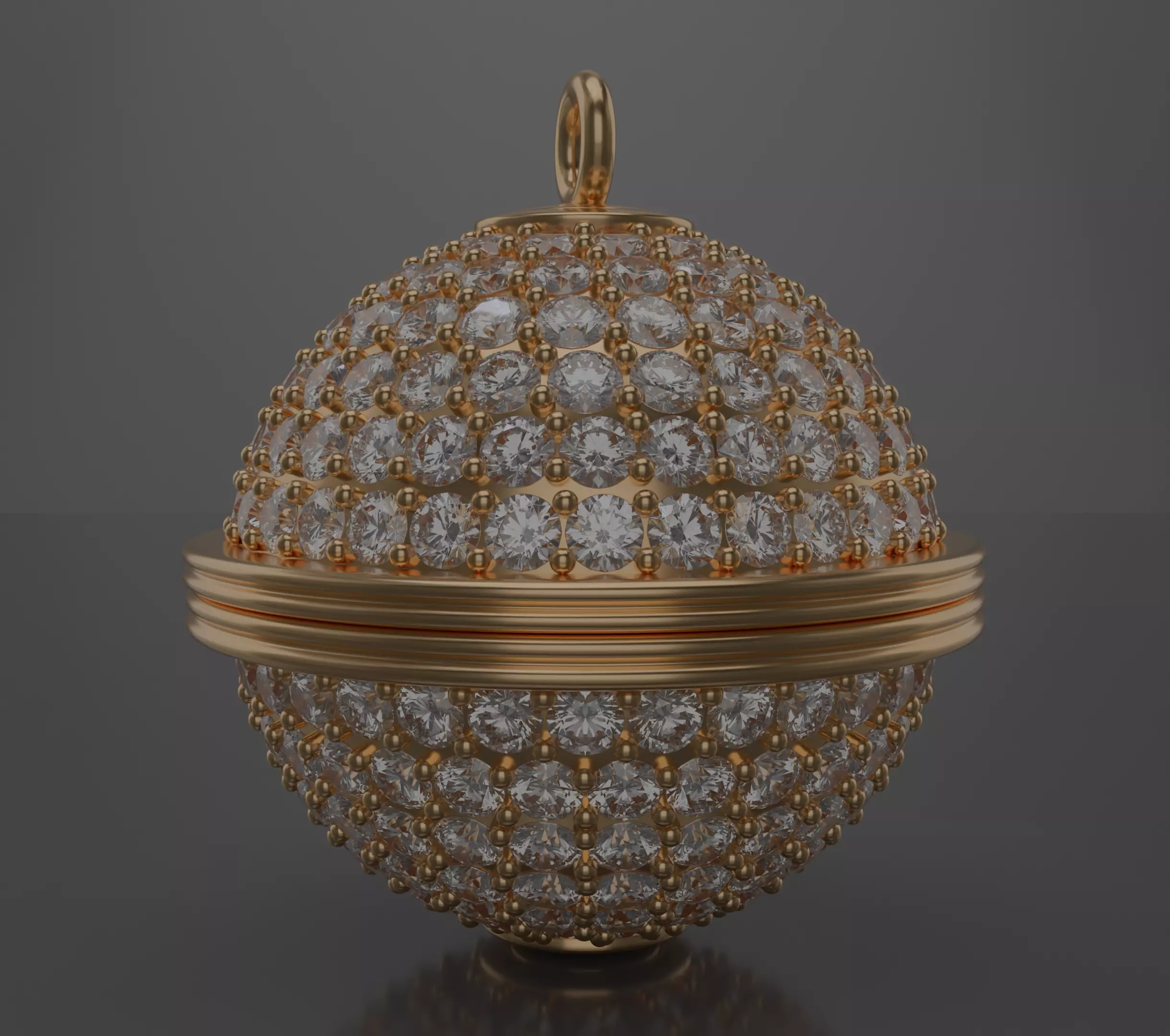 Spherical diamond pendant 3D model jewelry 3D model_5