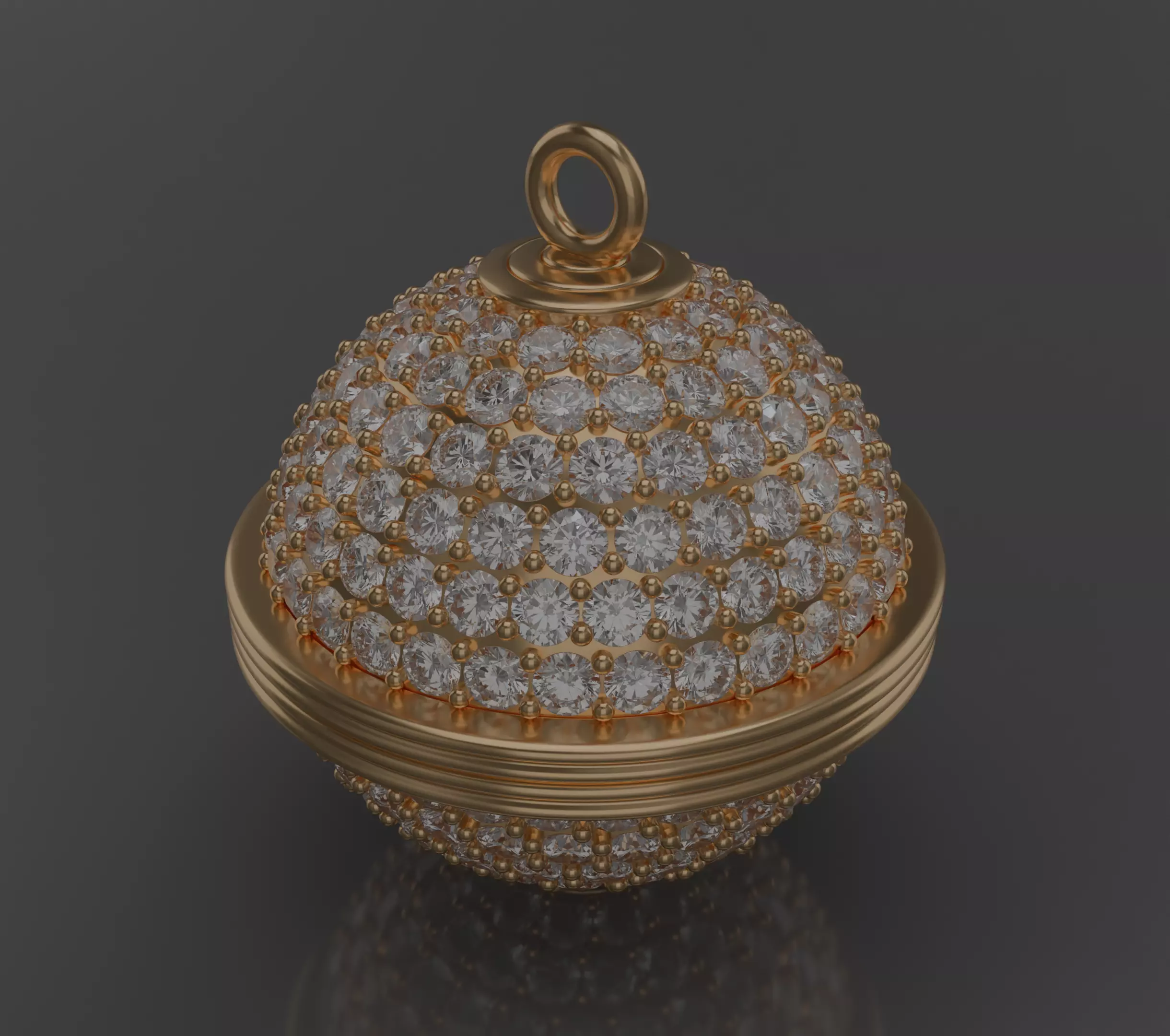 Spherical diamond pendant 3D model jewelry 3D model_0