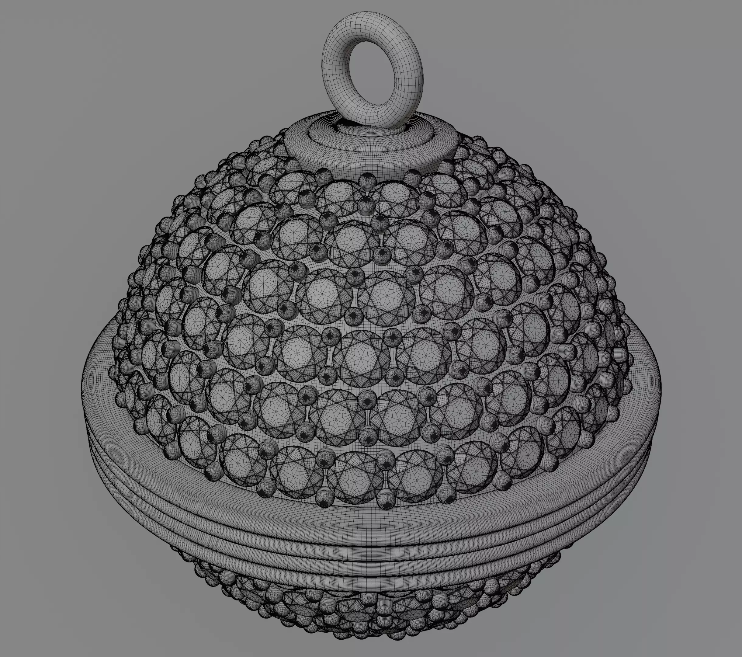 Spherical diamond pendant 3D model jewelry 3D model_14