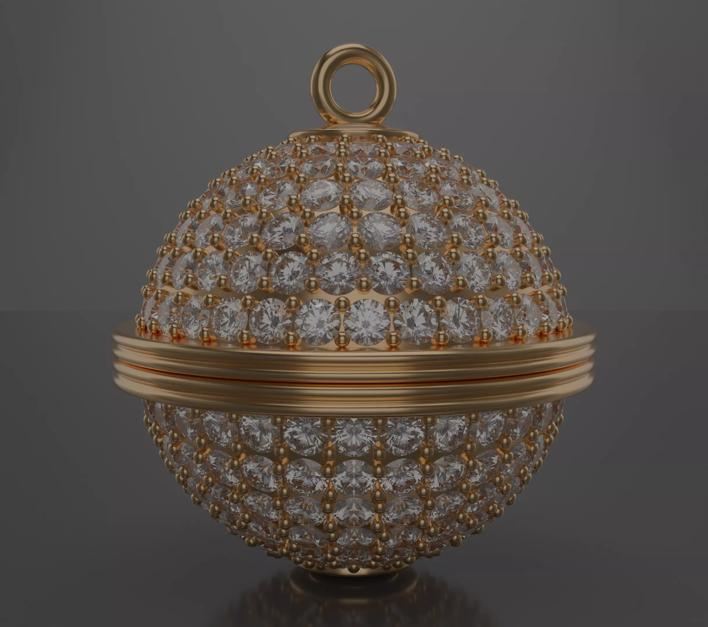 Spherical diamond pendant 3D model jewelry 3D model_3