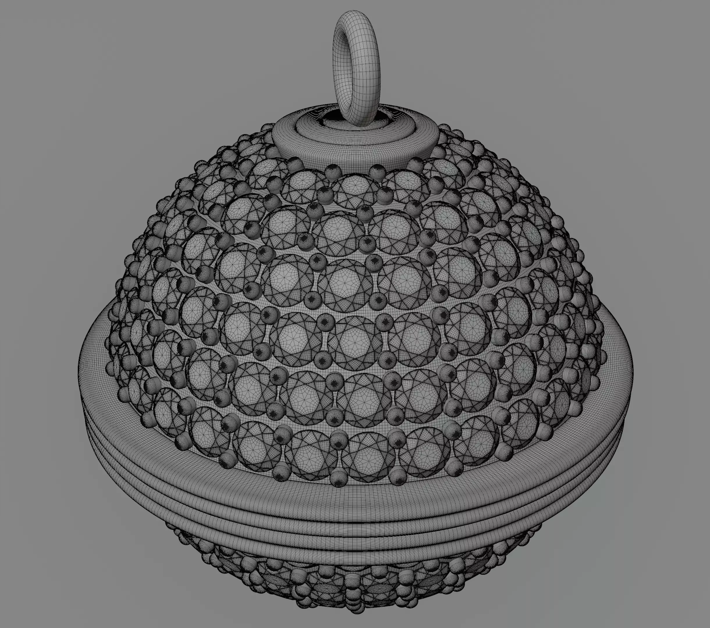 Spherical diamond pendant 3D model jewelry 3D model_15