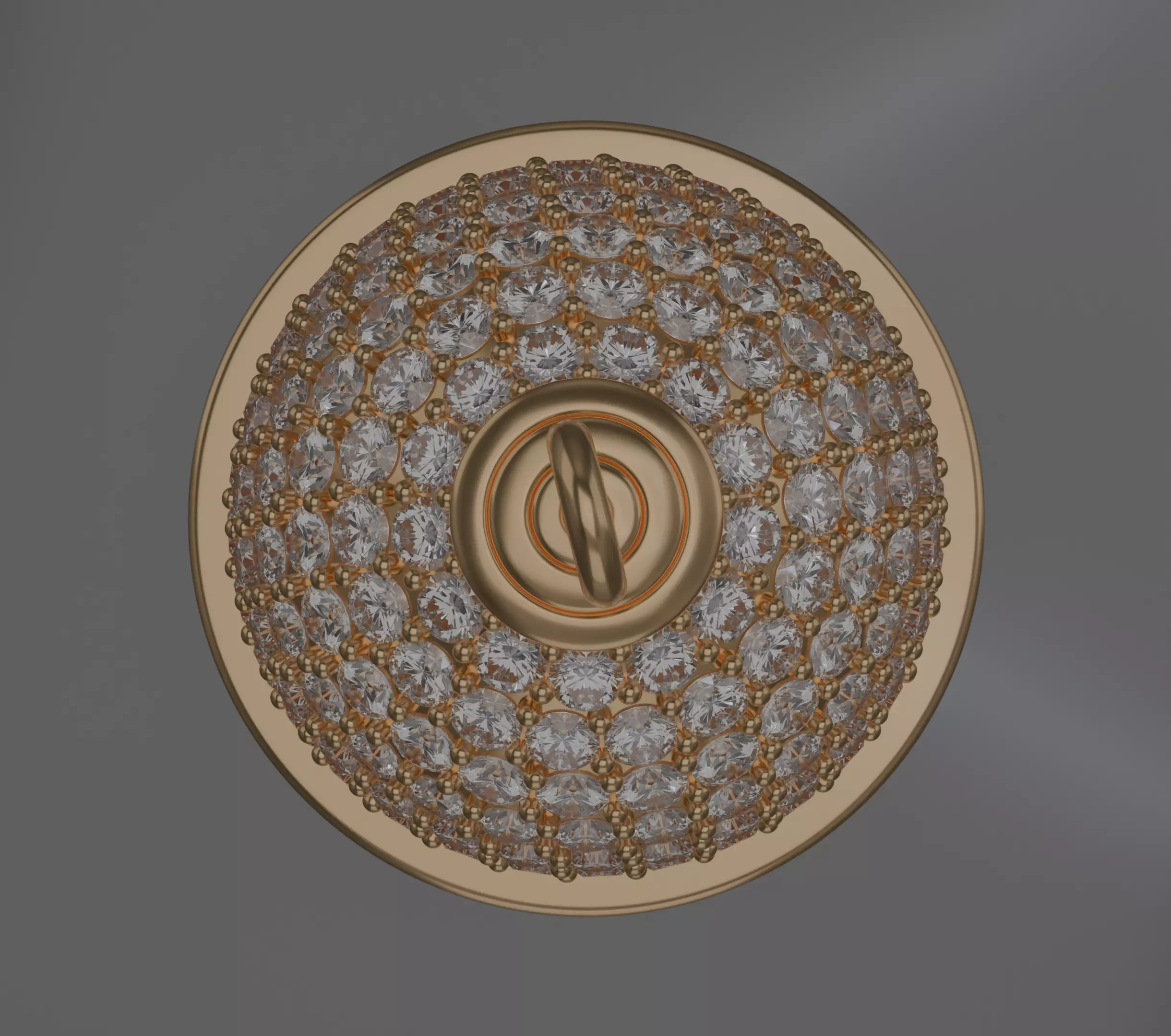 Spherical diamond pendant 3D model jewelry 3D model_2