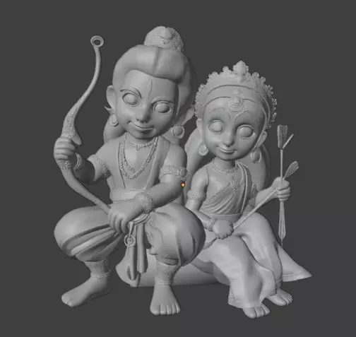 Chibi Ram and Sita Cute Hindu Divine Couple 3D print model_0