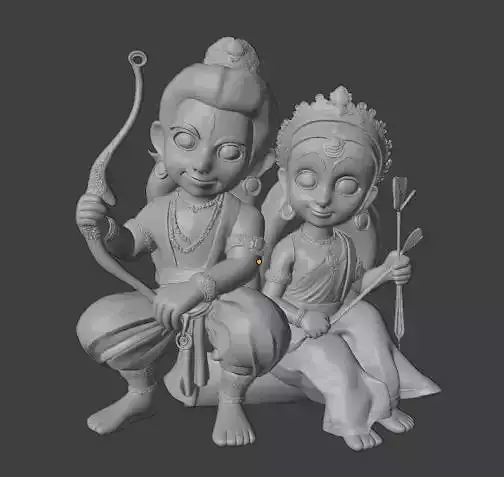 Chibi Ram and Sita Cute Hindu Divine Couple