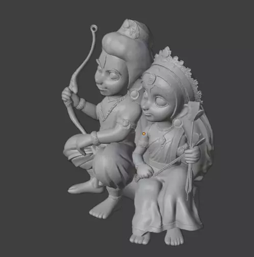 Chibi Ram and Sita Cute Hindu Divine Couple 3D print model_1