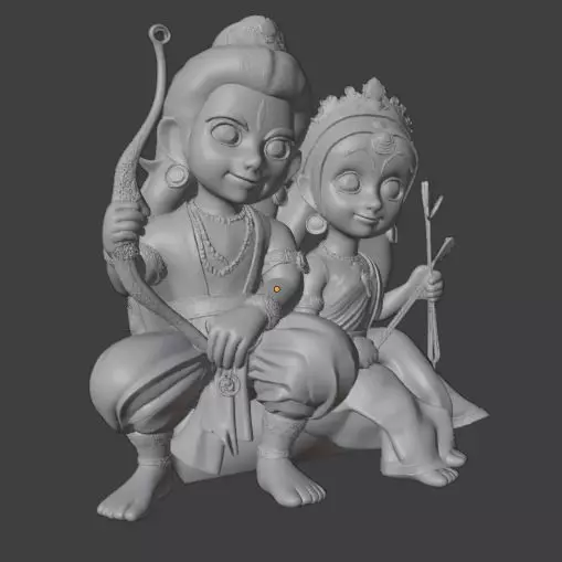 Chibi Ram and Sita Cute Hindu Divine Couple 3D print model_3