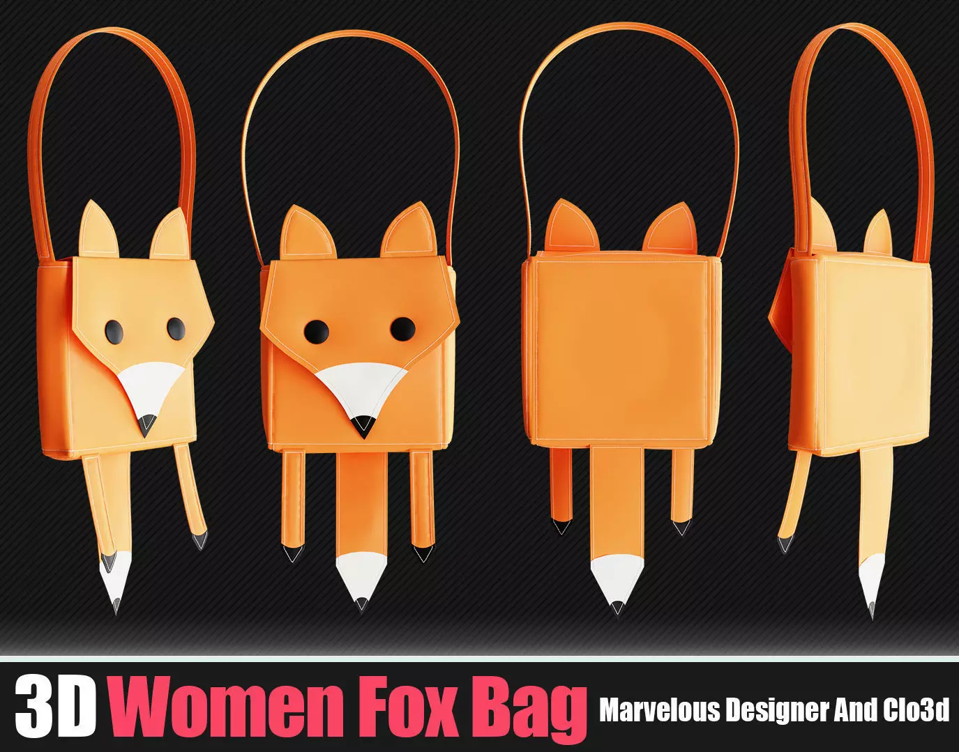 3d Women Fox Bag In Marvelous Designer 3D model
