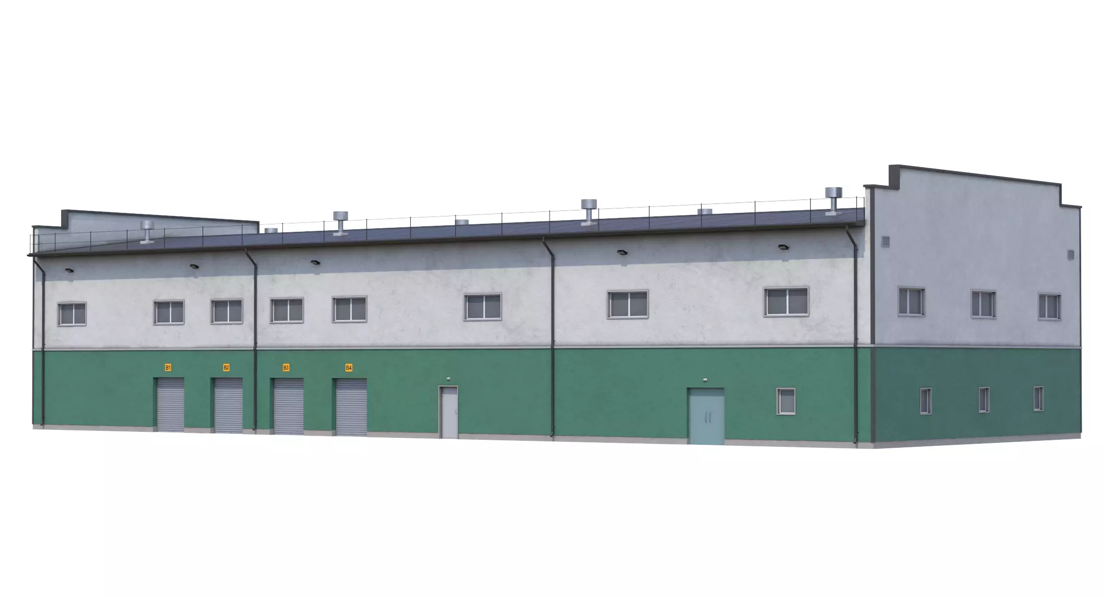 Industrial Building 17 Green PBR Low-poly 3D model_8