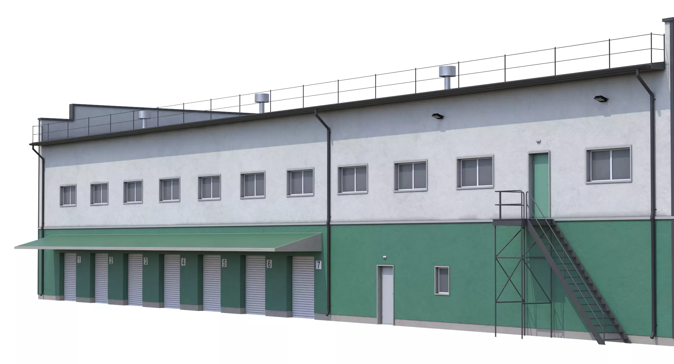 Industrial Building 17 Green PBR Low-poly 3D model_3