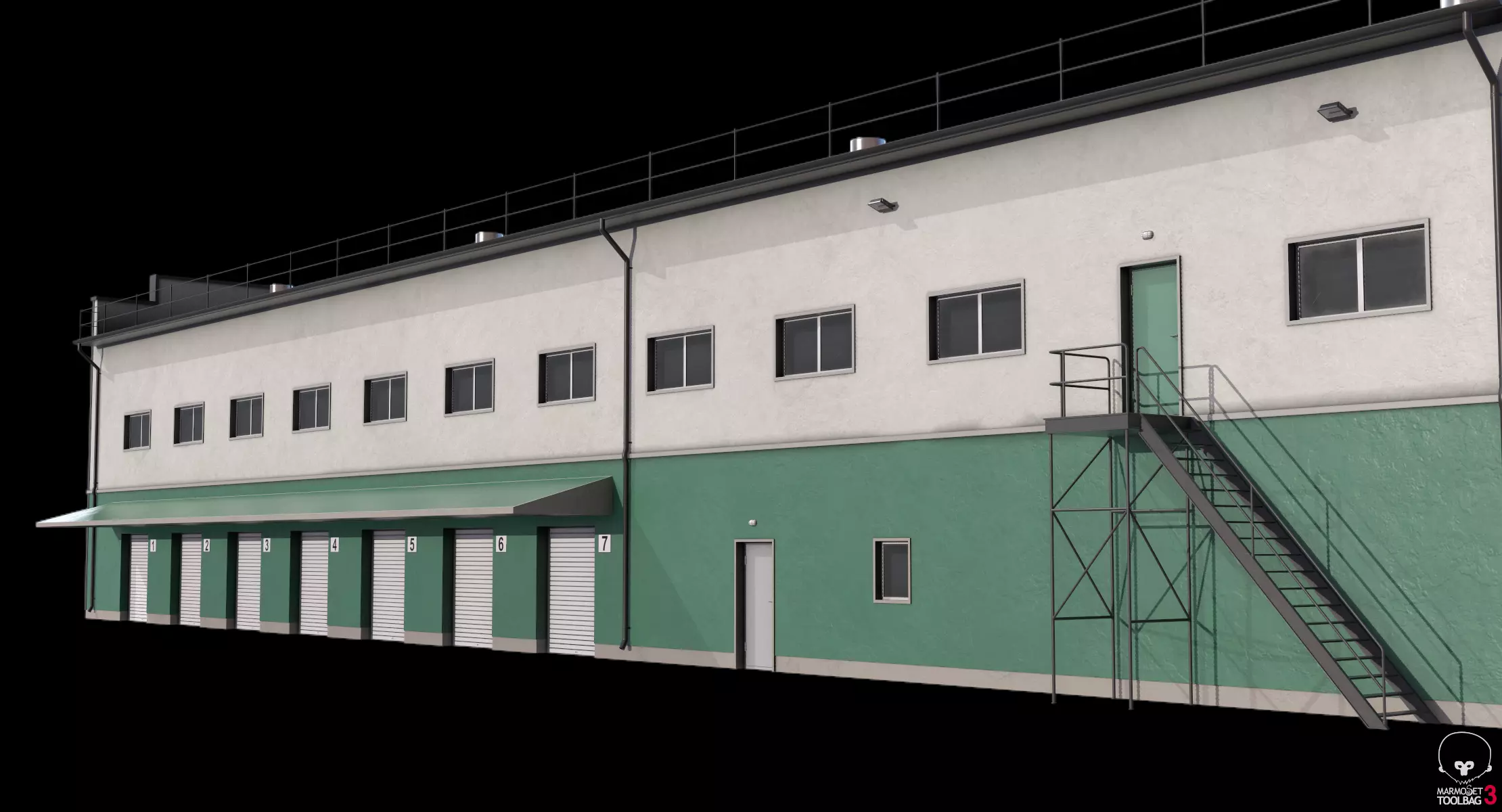 Industrial Building 17 Green PBR Low-poly 3D model_12